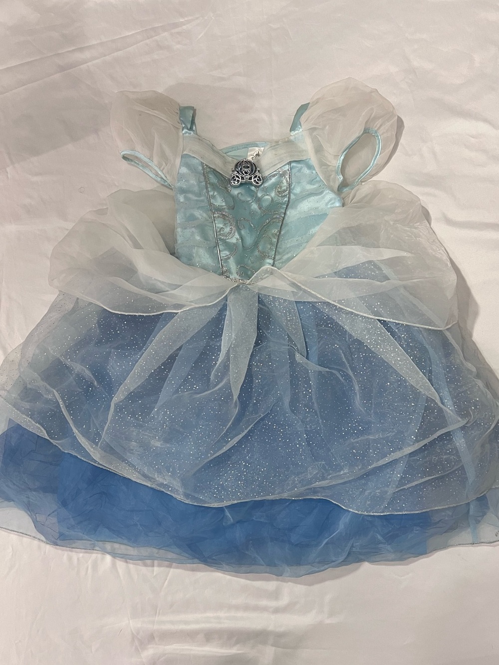 Disney Cinderella Princess Dress Girls 5/6 Blue Sparkle Disney Costume